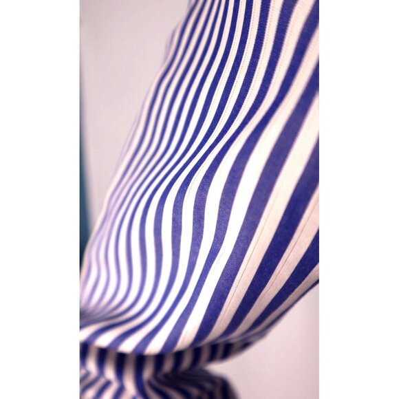 Chicos Blue & White Striped No-Iron Button-Up Shirt Womens Size 1 (M) 95% Cotton - Picture 5 of 11
